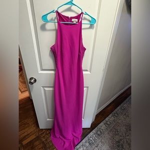 The perfect Barbie gown! Hot Pink Size 8 Calvin Klein Dress with small train